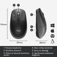 LOGITECH M190 Büyük Boy Kablosuz Siyah Mouse 910-005905  Kablosuz WİRELESS